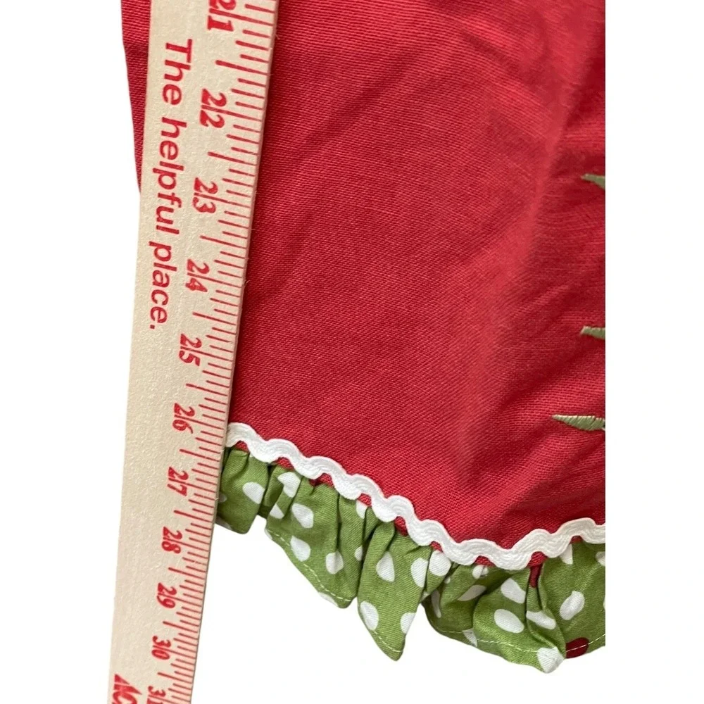 VTG Pier 1 Imports 100% Cotton Red Green White Christmas Tree Polkadot Tea Towel